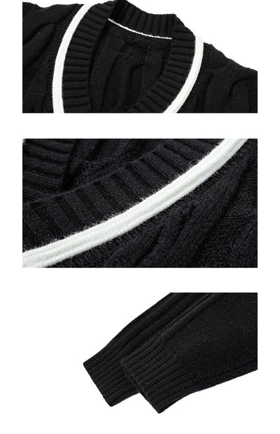 Suéter Hombre Cuello V Diseño Retorcido Ajuste Relajado - Image 7