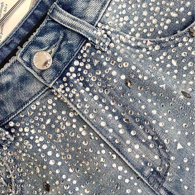 Jeans Acampanados Cintura Alta con Strass para Mujer - Image 11