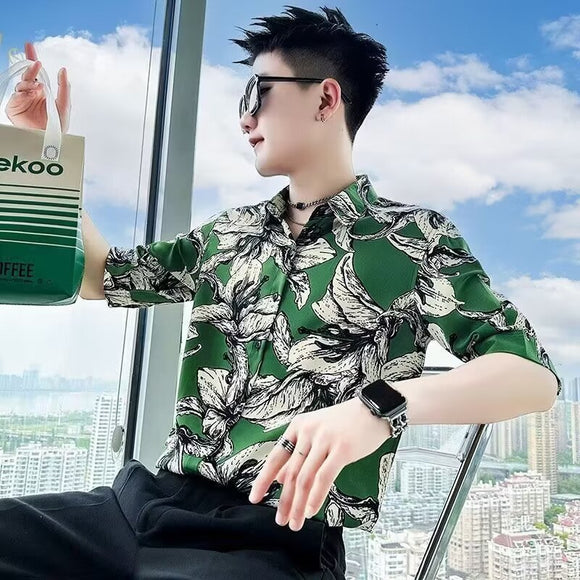 Camisa Estampada para Hombre de Manga Corta Premium Verano