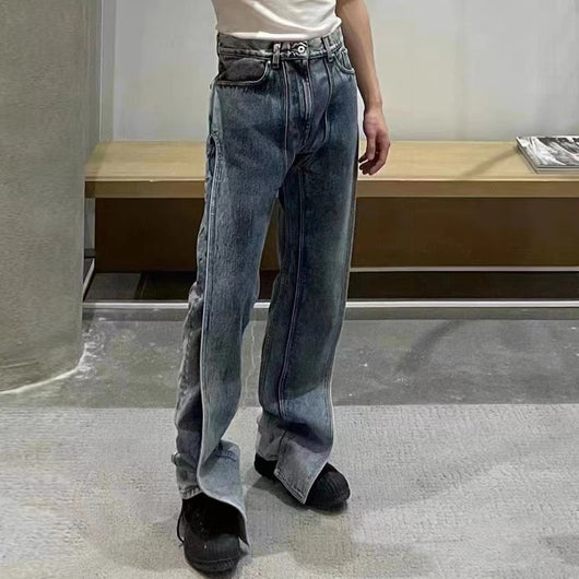 Pantalones Rectos Deconstructidos Lavado Industrial para Hombre