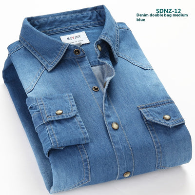 Camisa de Algodón Denim para Hombre de Manga Larga - Image 6