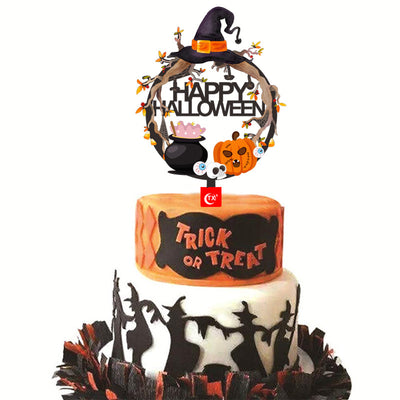 Decoración de pastel bandera de Halloween con palitos de bambú - Image 9