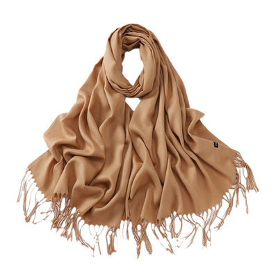 Bufanda Larga de Cashmira Suave - Color Liso para Otoño e Invierno - Image 5