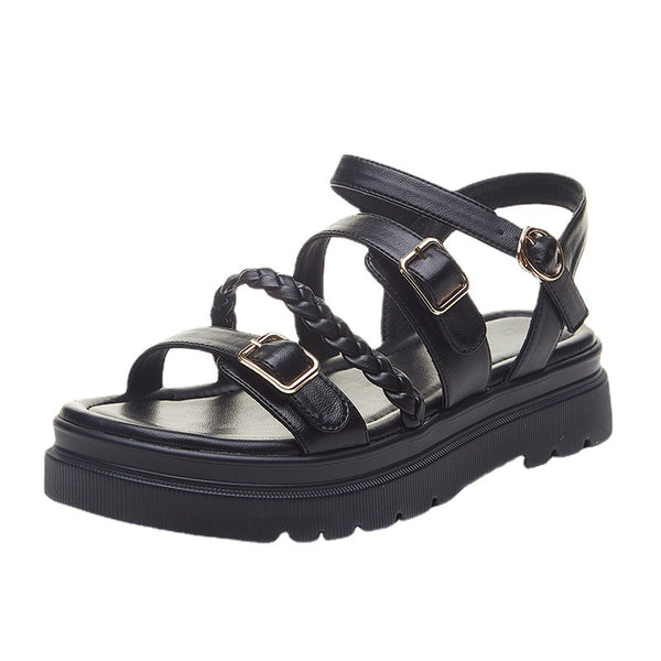 Sandalias Escolares Estilo Hada de Base Plana Gruesa - Versión Coreana para Niñas