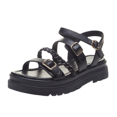 Sandalias Escolares Estilo Hada de Base Plana Gruesa - Versión Coreana para Niñas