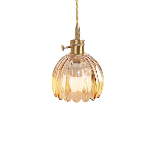 Lámpara Colgante Retro Japonesa Cobre y Vidrio Ámbar - Image 16