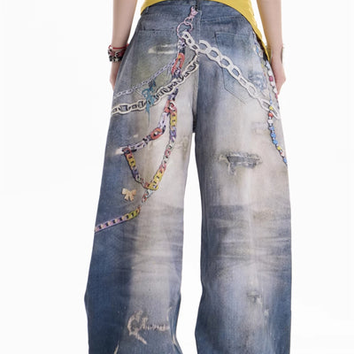Jeans Retro Americano con Estampado de Caricaturas - Image 9