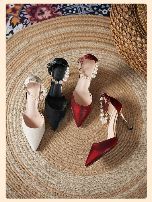 Sandalias de Perla con Tacón Stiletto para Mujer - Talla Pequeña - Image 32