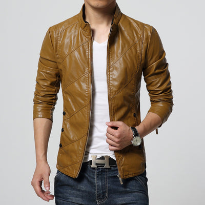 Chaqueta de Cuero PU Casual Talla Grande Corte Slim Coreano - Image 6