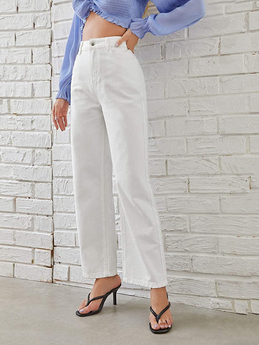 Jeans Rectos Lavados Cintura Media para Mujer - Image 10