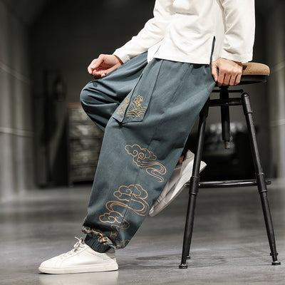 Pantalones Holgados Estilo Chino para Hombre con Estampado Tradicional Talla Grande - Image 9