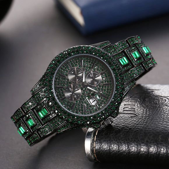 Reloj Hombre Hip Hop Cristales Brillantes Luminoso Cuarzo Multicolor