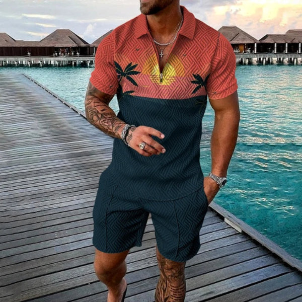 Polo Hawaiano Estampado Coco - Traje de Moda para Hombre