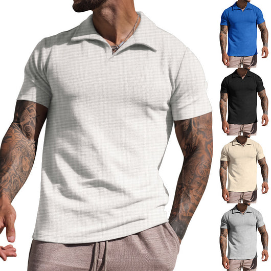 Polo Casual de Cuello V para Hombre - Colores Sólidos