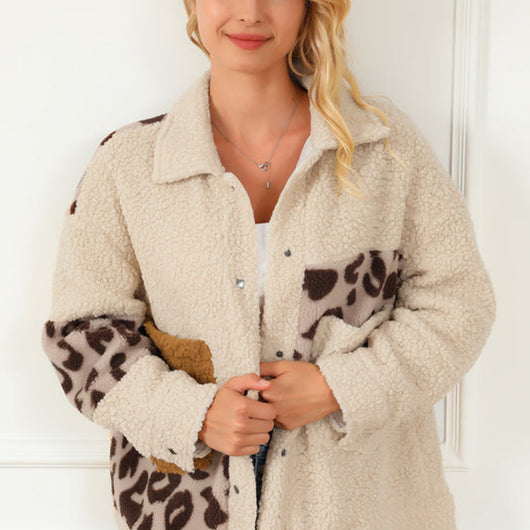 Chaqueta Patchwork Estampado Leopardo con Botones de Presión - Image 7