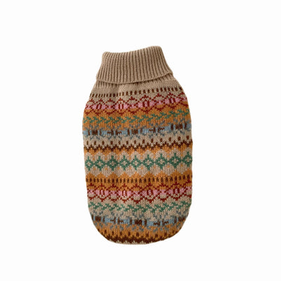 Suéter Retro a Rayas Beige - Colección Otoño Invierno con Estampado Gatito y Perrito - Image 5