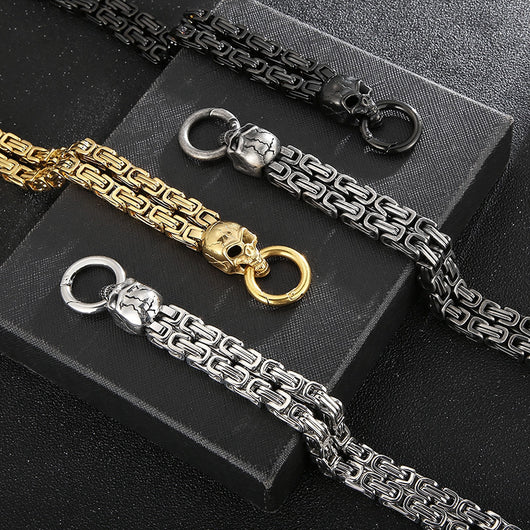 Pulsera de Acero Titanio para Hombre con Patrón de Calavera - Image 3