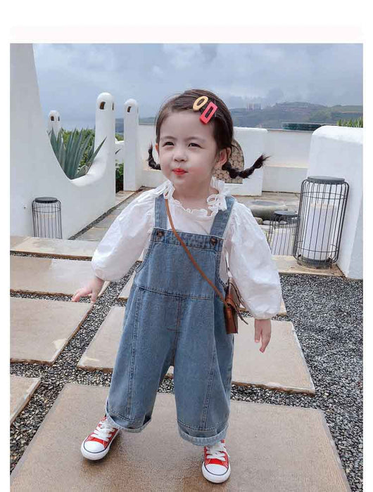 Pantalones Denim Infantiles con Tirantes para Otoño - Image 24
