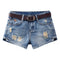 Women's Distressed Mid-Rise Plus Size Korean Style Denim Shorts for Summer