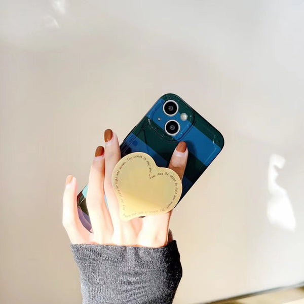 Funda para Teléfono con Diseño de Rayas Azul y Verde - Amor