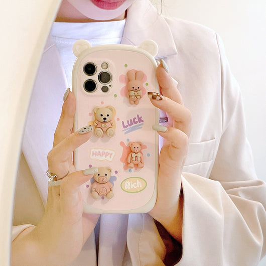 Funda para Celular Oso 3D con Orejas - Diseño Lindo para Mujeres