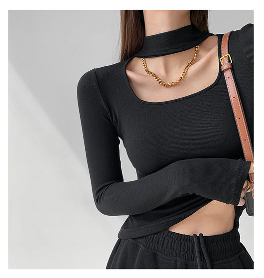Blusa Halter con Escote Clavicular Hueco - Image 6