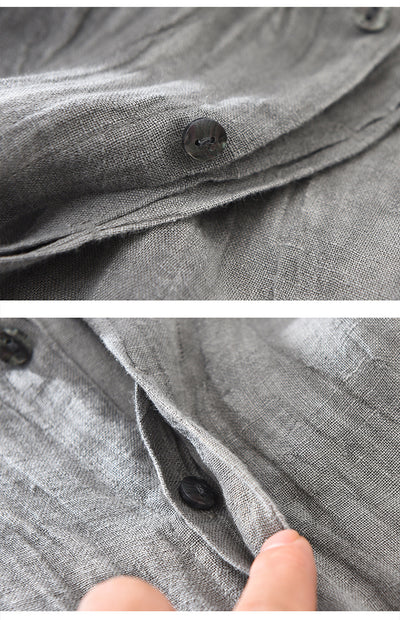 Camisa de Lino Arrugada con Mangas Largas para Hombre - Image 12