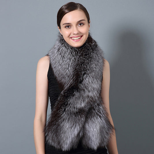 Cuello de Piel de Zorro Premium para Invierno - Accesorio Versátil y Elegante para Mujer