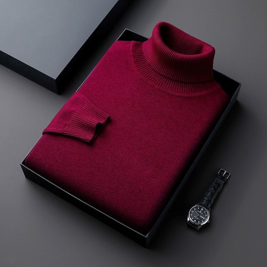 Suéter Cuello Alto Liso Grueso Holgado para Hombre - Image 12
