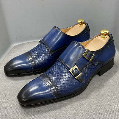 Zapatos Monk Elegantes de Cuero Azul para Hombre - Doble Hebilla Premium - Image 6