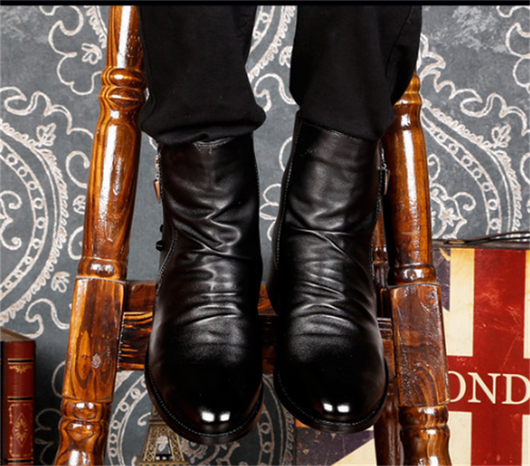 Botas Altas de Cuero para Hombre con Punta Afilada - Calidez y Estilo - Image 9