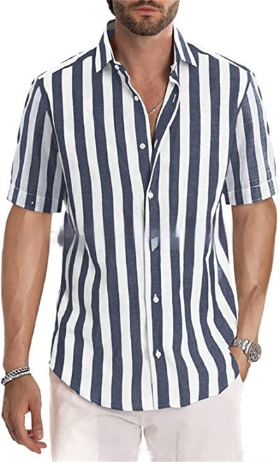 Camisa de Playa Hombre Rayas Tejidas - Estilo Casual Europeo Verano - Image 14