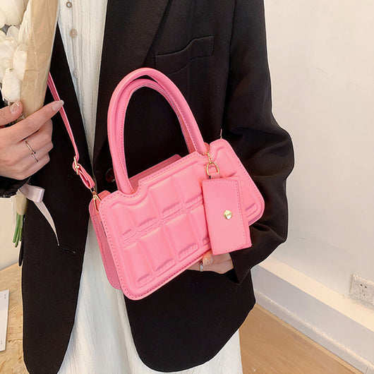 Bolsa de Hombro Multicolor con Textura Grid y Billetera - Tote Elegante para Mujer - Image 6