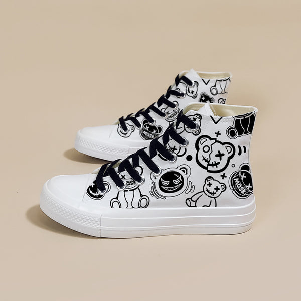 Zapatillas Canvas Altas Personalizadas con Diseño Graffiti para Mujer