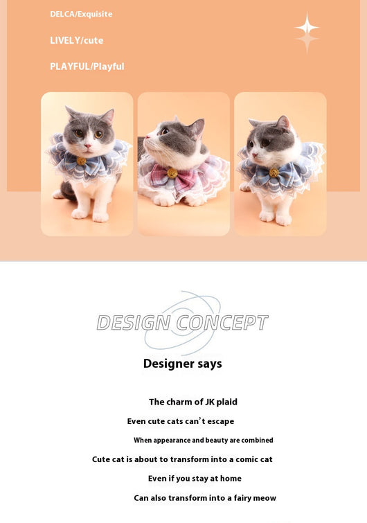 Babero Decorativo para Gatos con Encaje y Moño - Protector de Saliva - Image 15