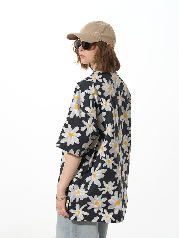 Camisa Vestido Floral Blanco con Botones