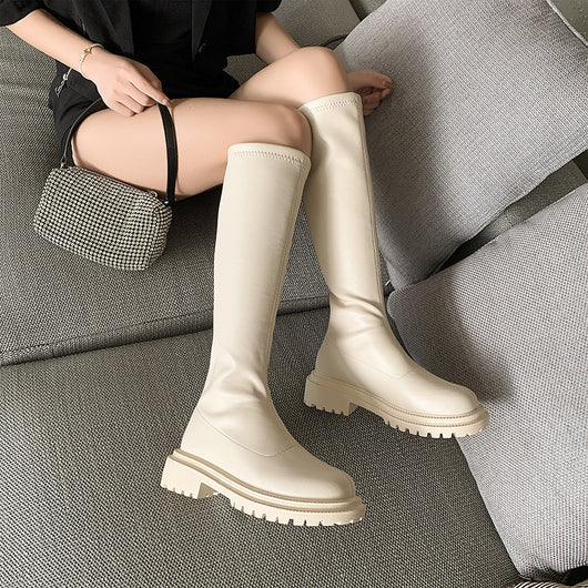 Botas Altas Blancas con Suela Gruesa Estilo Caballero - Image 13