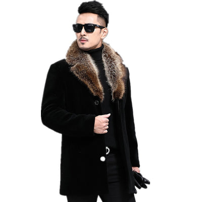 Abrigo para Hombre con Cuello de Lana y Borde de Piel Sintética - Image 3