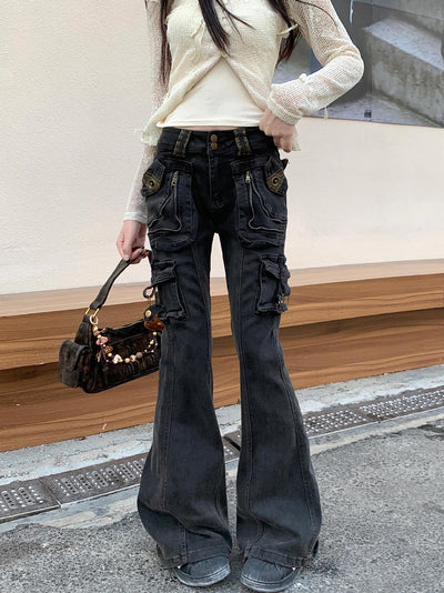 Jeans Acampanados Lavados Estilo Vintage con Múltiples Bolsillos - Image 13