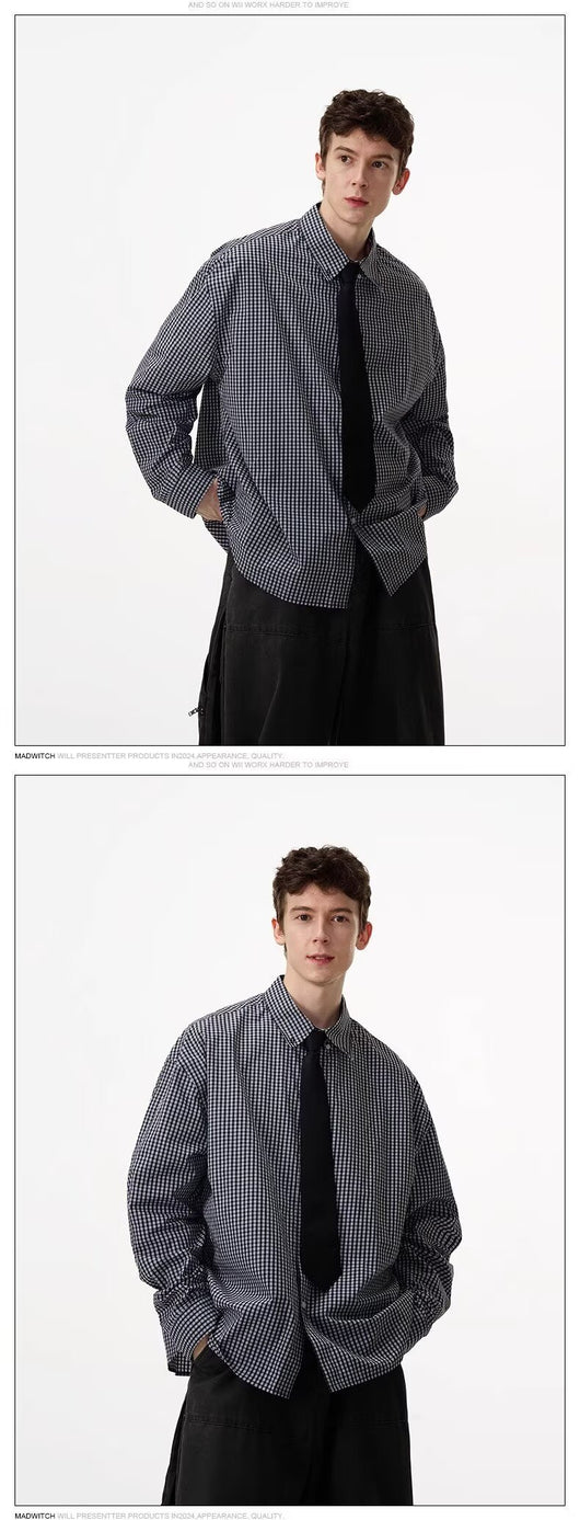 Camisa de Manga Larga a Cuadros para Hombre - Primavera y Otoño - Image 20