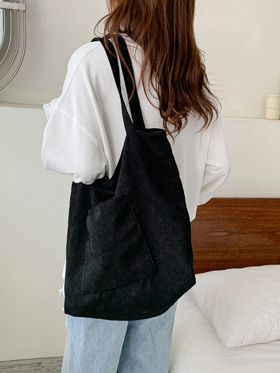 Bolso de Hombro Corduroy Capacidad Grande - Estilo Literario y Versátil - Image 6