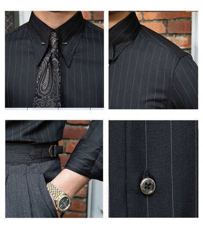Camisa Casual para Hombre con Cuello Empire y Rayas - Image 10