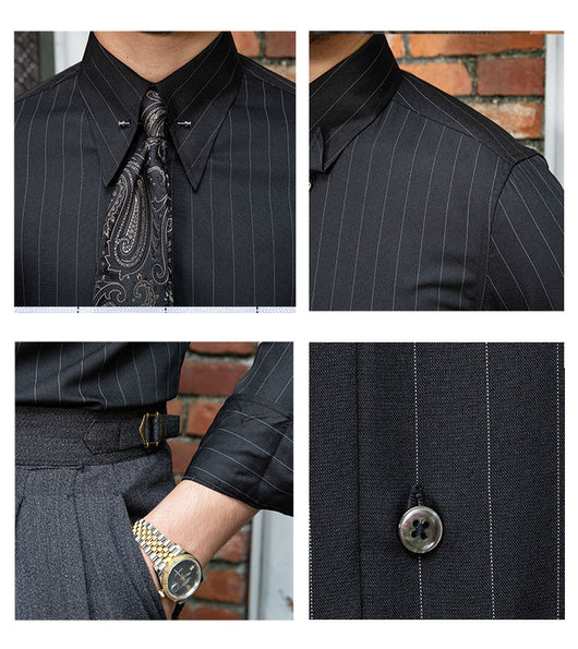 Camisa Casual para Hombre con Cuello Empire y Rayas - Image 10