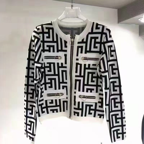 Cardigan Tejido Cuello Redondo con Cierre de Metal