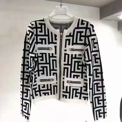 Cardigan Tejido Cuello Redondo con Cierre de Metal