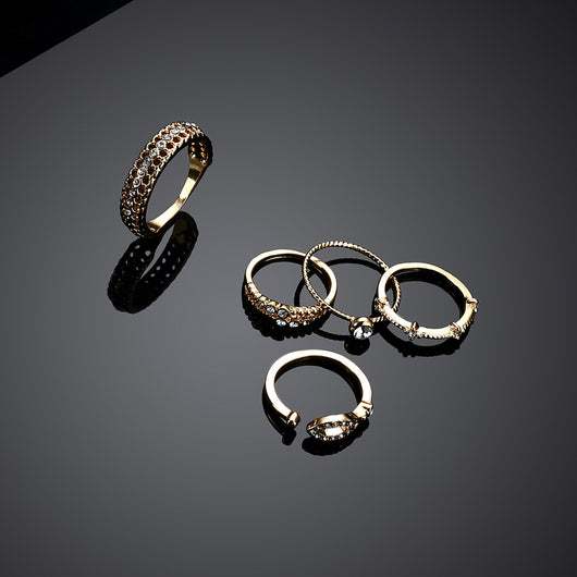 Juego de Anillos Articulados Chapados en Oro 18K Estilo Europeo - Image 3