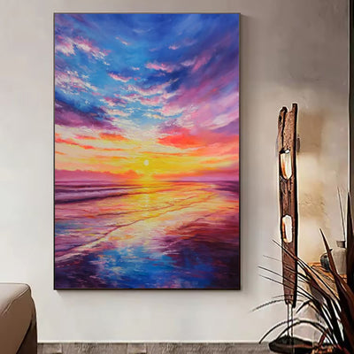 Cuadro Óleo Boho Moderno Atardecer Marina Texturizado Pintado a Mano para Sala - Image 4