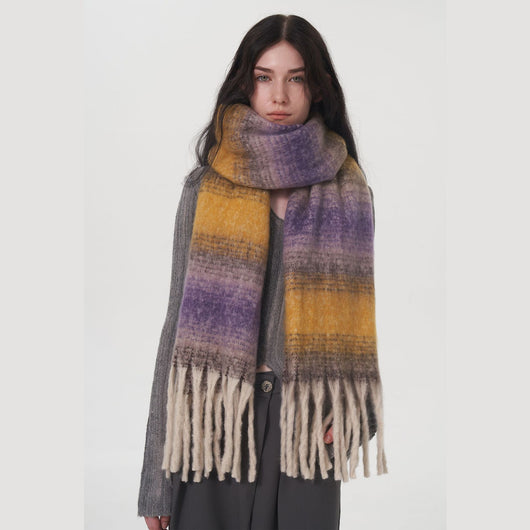 Abrigo Cuadros Cachemira Mujer Talla Grande Invierno - Image 5