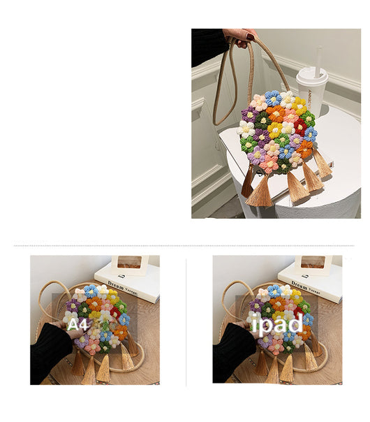 Bolsa Redonda Étnica Esponjosa para Mujer - Diseño Floral 2025 - Image 21