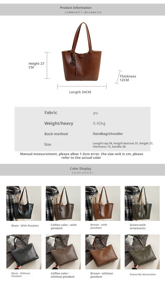 Bolsa Tote Retro Texturizada de Gran Capacidad para el Hombro - Image 13